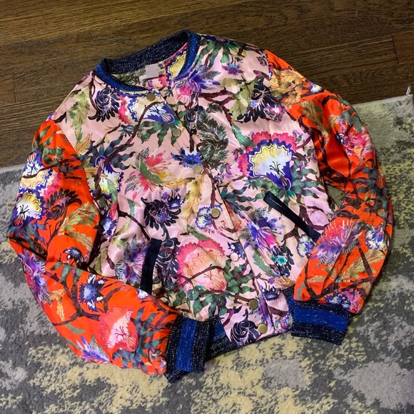 H&M Floral Silk Bomber Jacket Size 4 Excellent Condition Sold Out - Picture 4 of 8